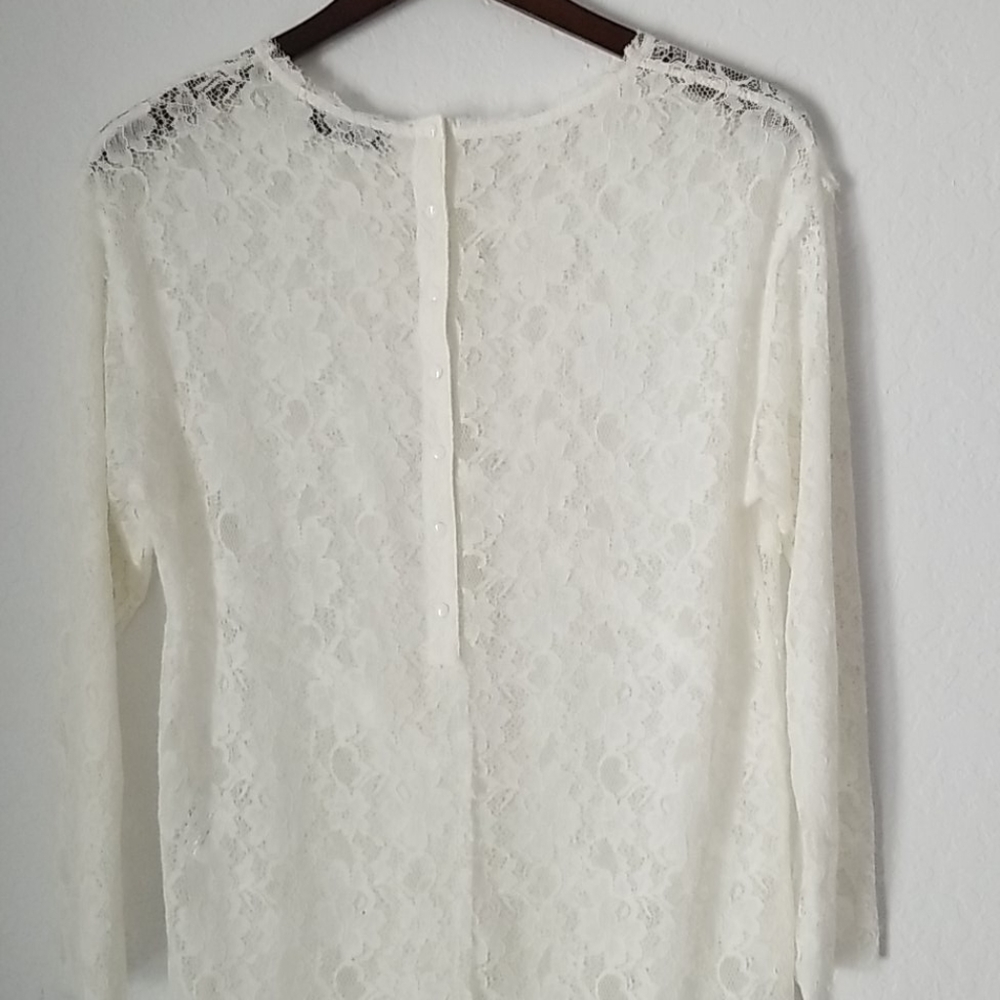 Sandro white lace long sleeve mini  dress - Picture 9 of 10